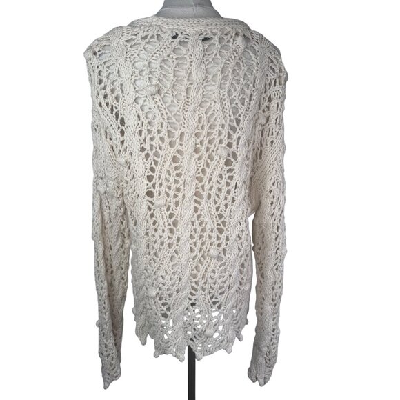 ZARA Small Cream Open Knit Cardigan Sweater Button Front Lightweight Layer - Picture 6 of 13